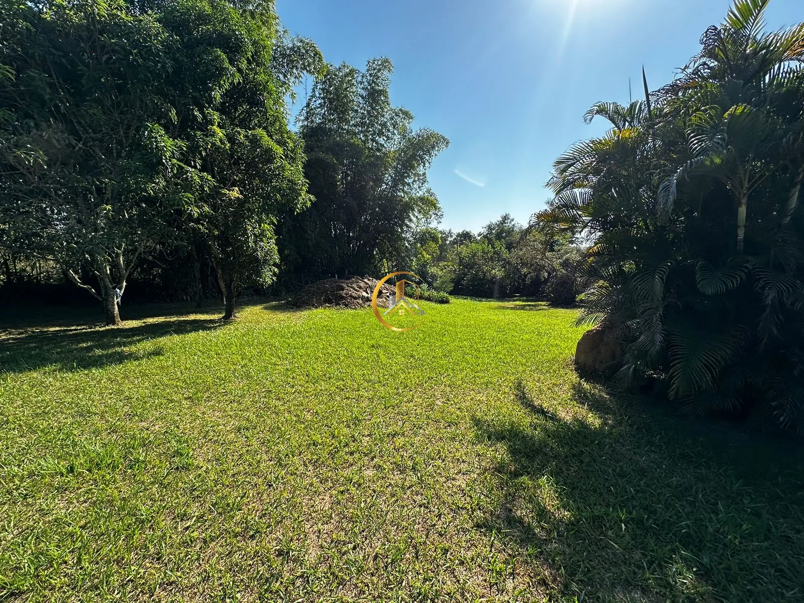 Amplo gramado da chácara à venda em Itapé, Corumbataí