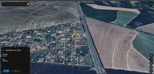 Vista aérea mostrando a localização da chácara no Planalto da Serra Verde em Itirapina